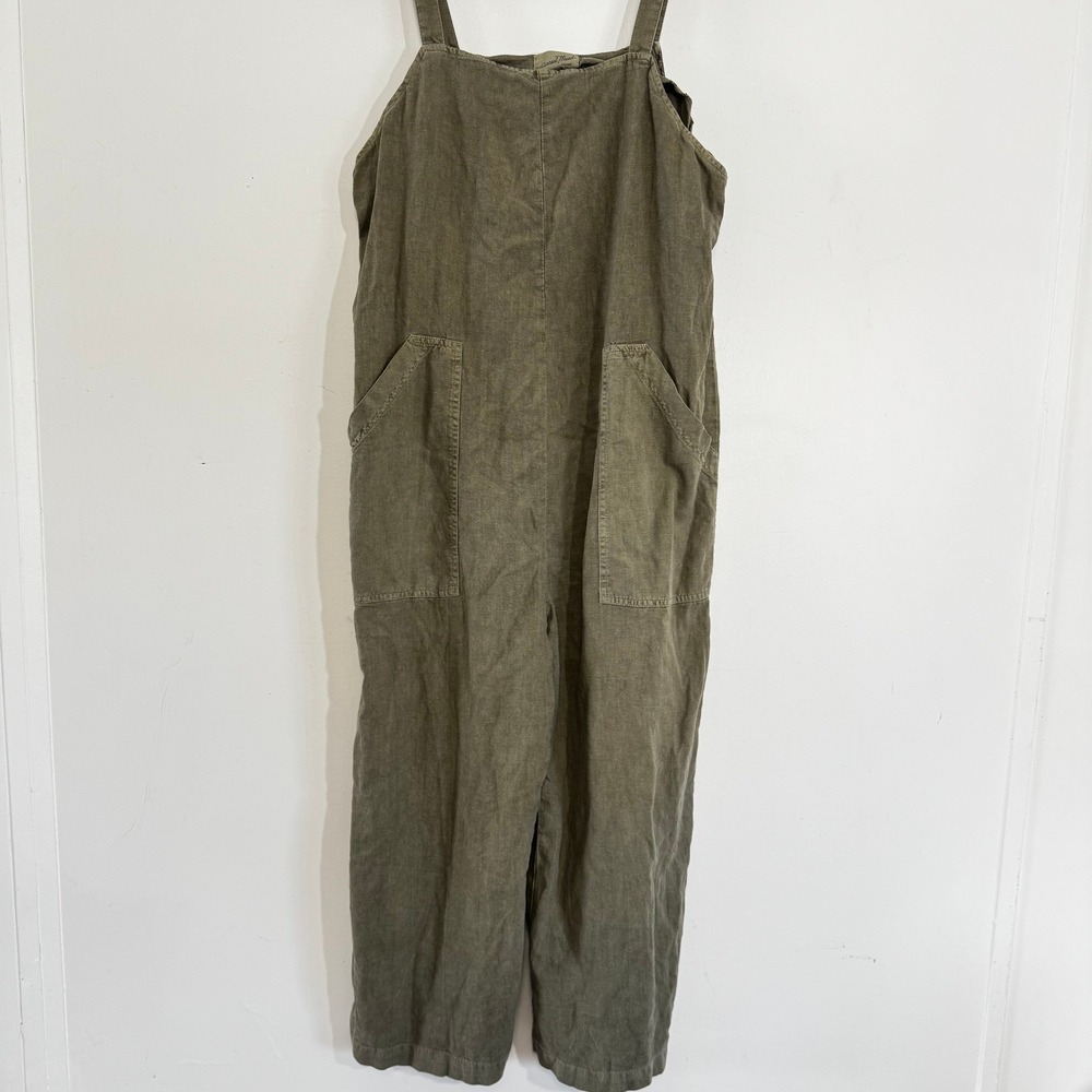 Universal Thread Jumpsuit Women M Olive Green Linen Blend Overall Wide Leg Boho - Picture 5 of 8